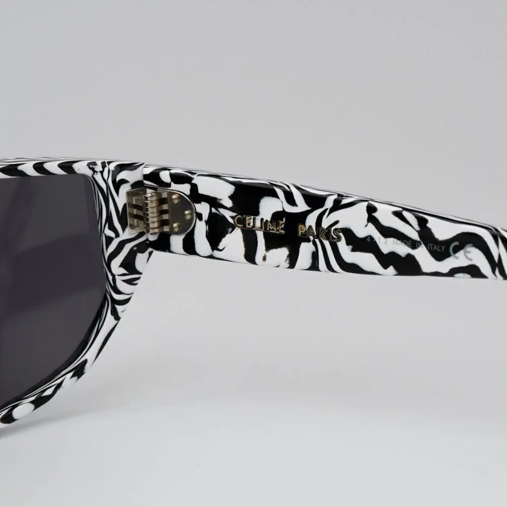 SALE! NEW Celine CL40195I 04A Shiny Zebra Smoke Shield Mask Unisex Sunglasses